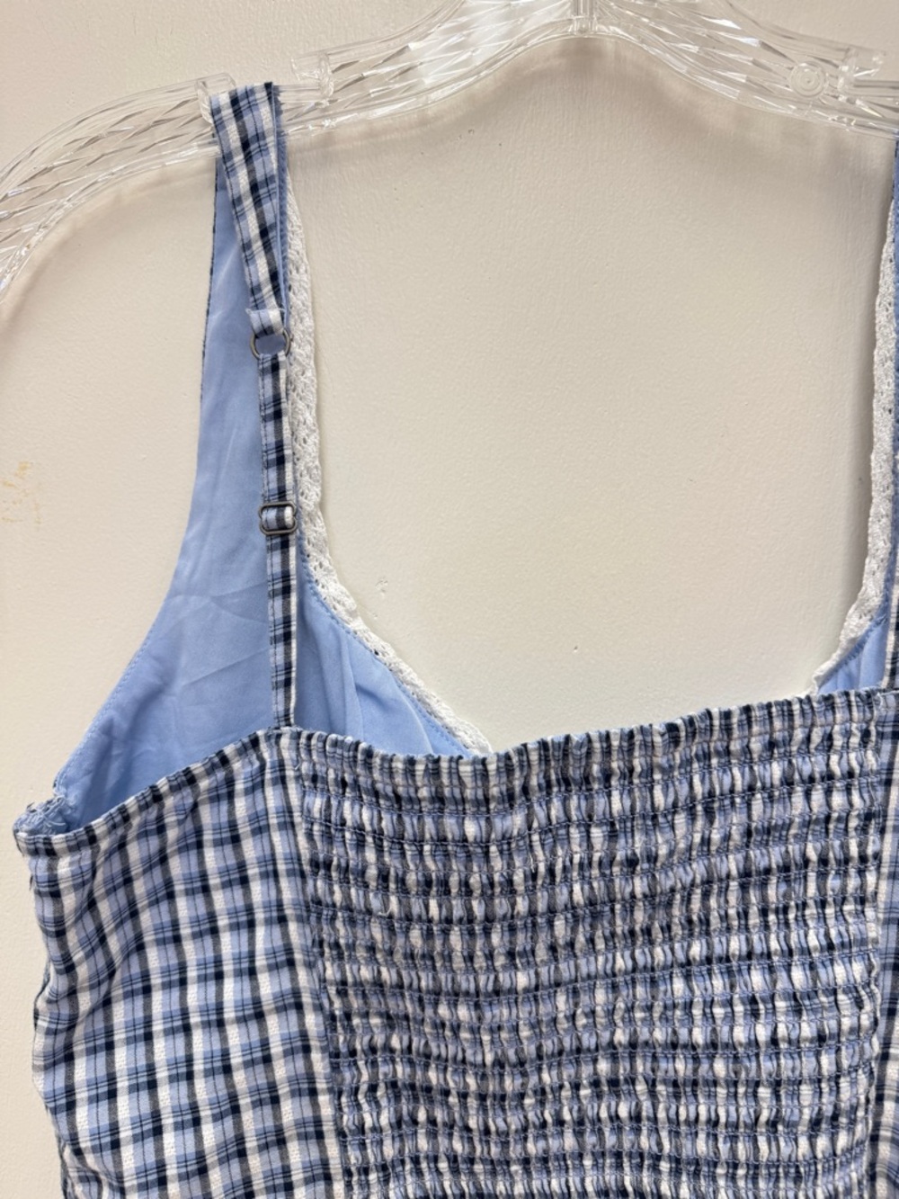 Hollister 100% Cotton Blue Plaid Button Tank Size M Coquette Soft Girl Feminine - Picture 6 of 8